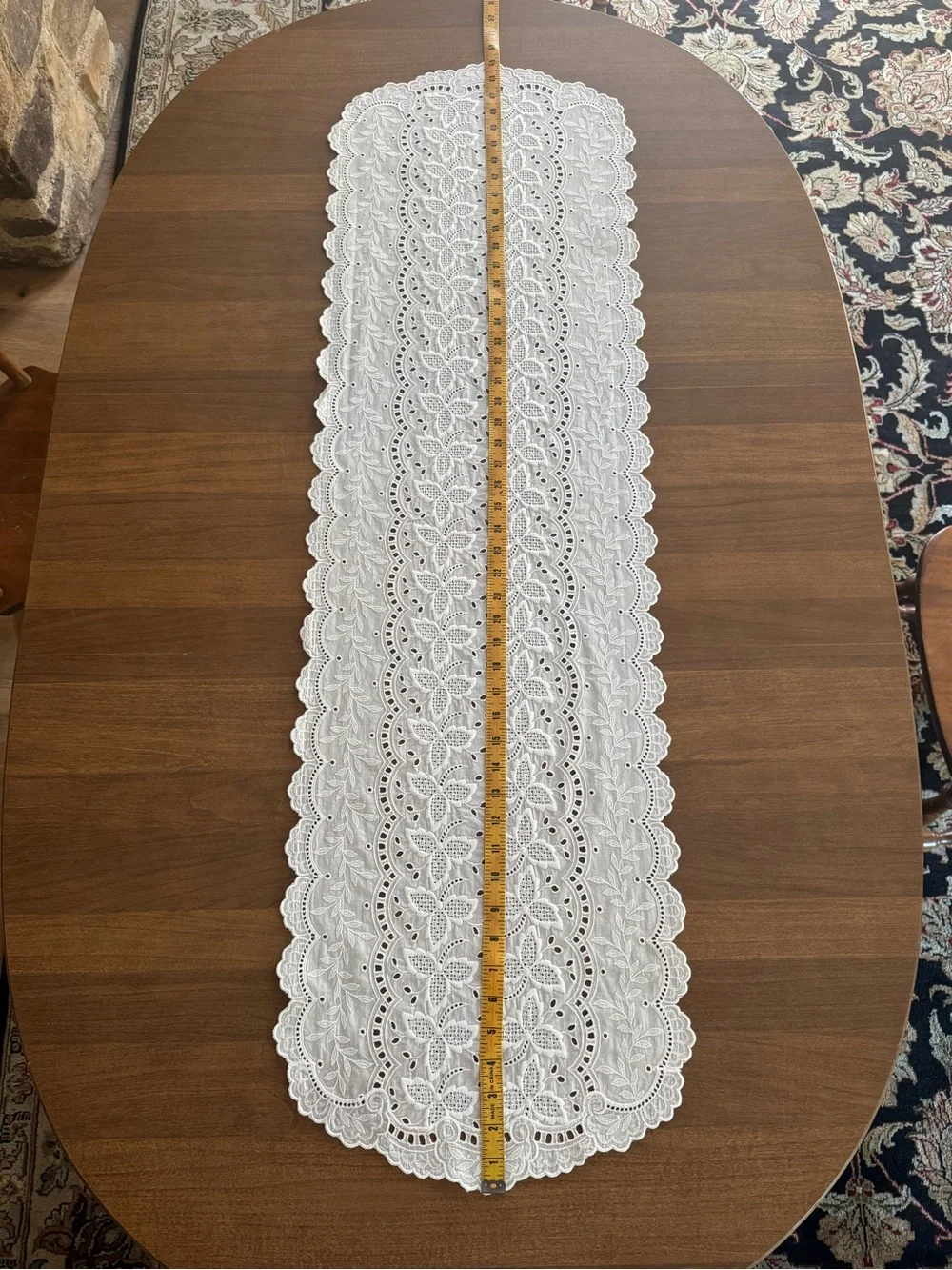 🔥STUNNING WHITE LACE Table Runner Cotton Broderie Anglese NEW PRICE FIRM!